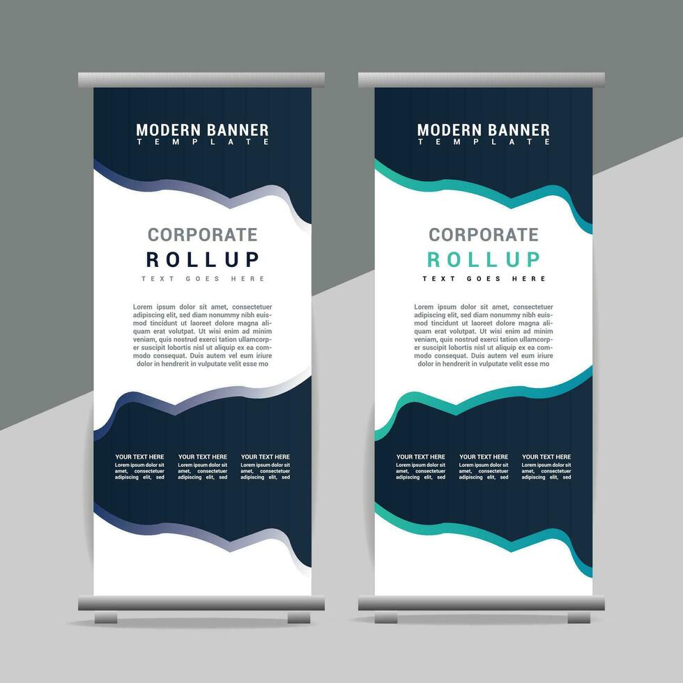 vector Roll up banner template with modern shapes