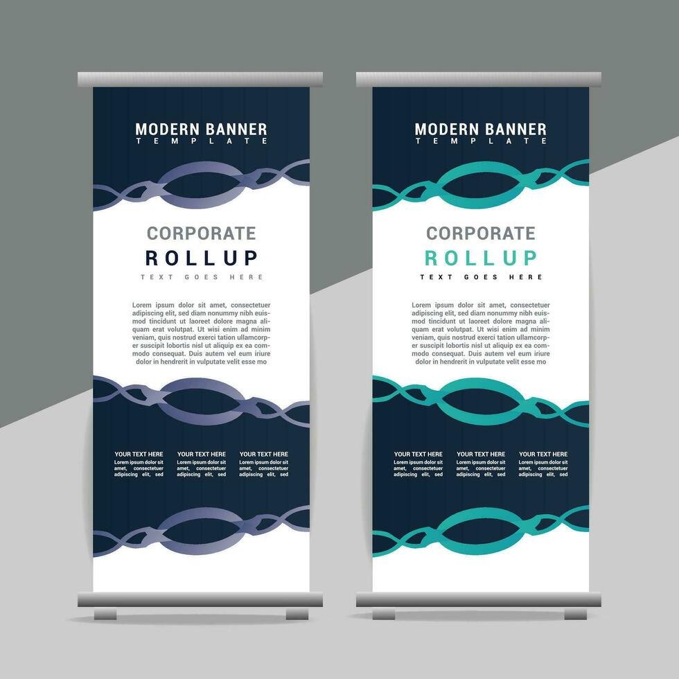 vector Roll up banner template with modern shapes