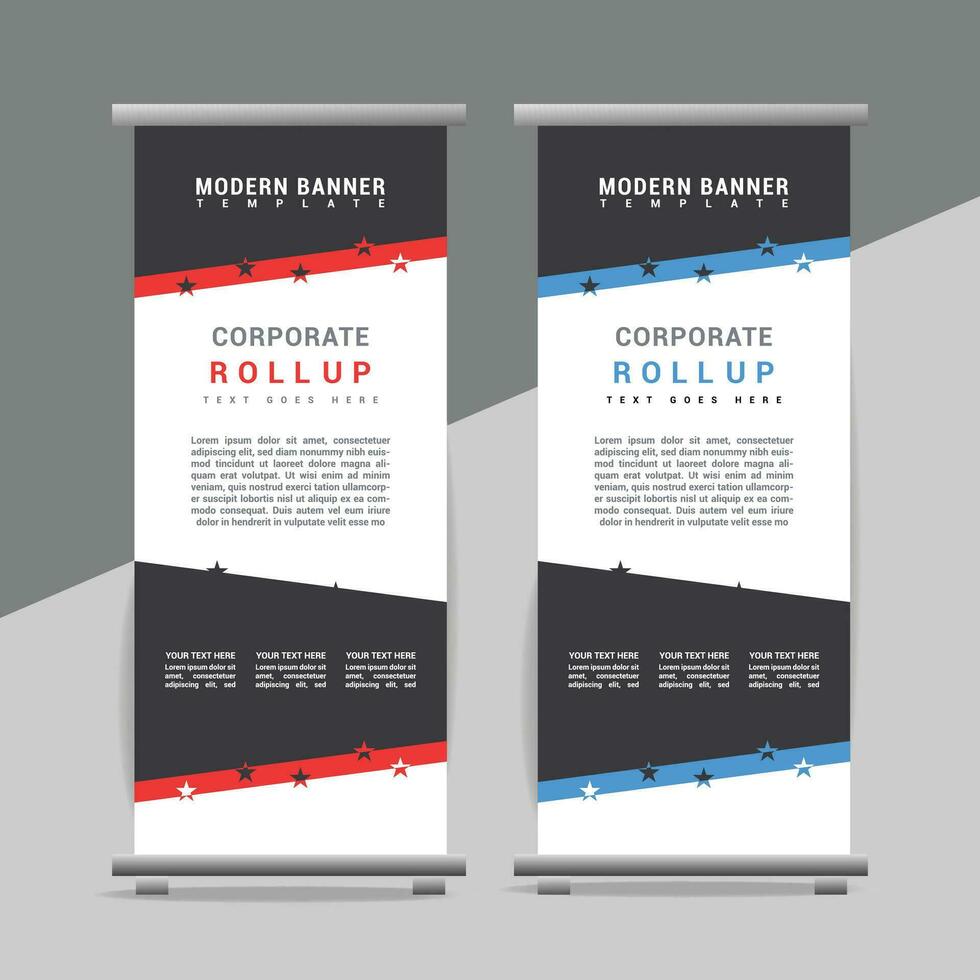 vector Roll up banner template with modern shapes