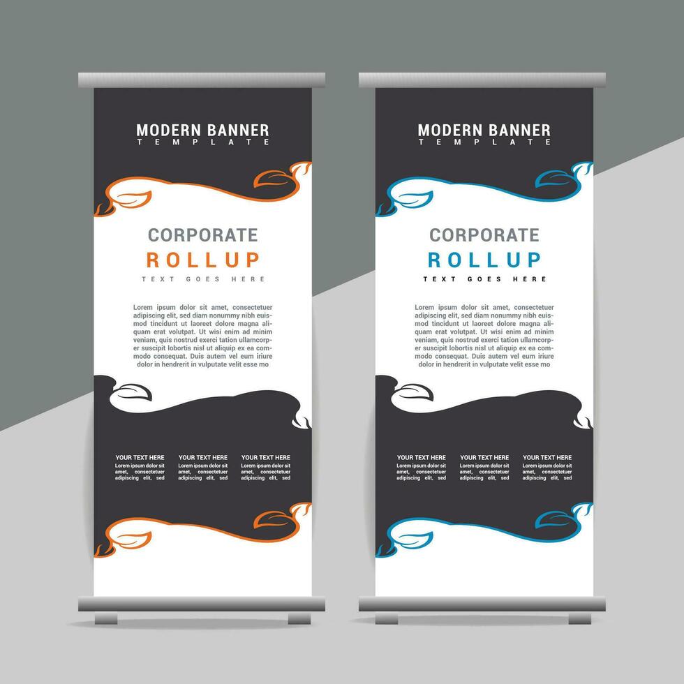 vector Roll up banner template with modern shapes