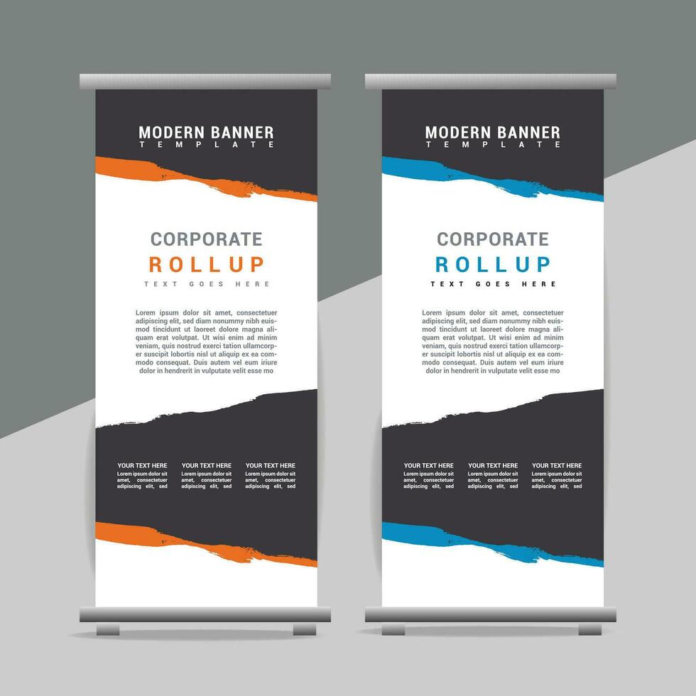 vector Roll up banner template with modern shapes