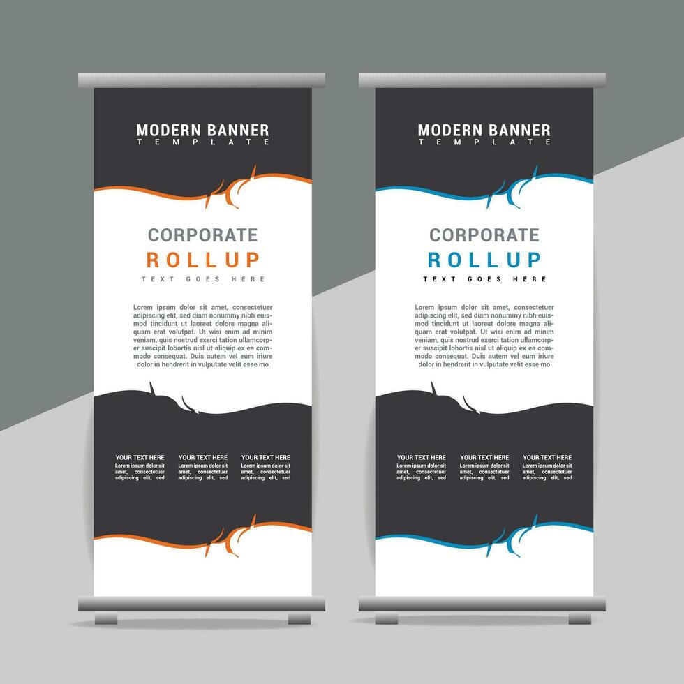 vector Roll up banner template with modern shapes