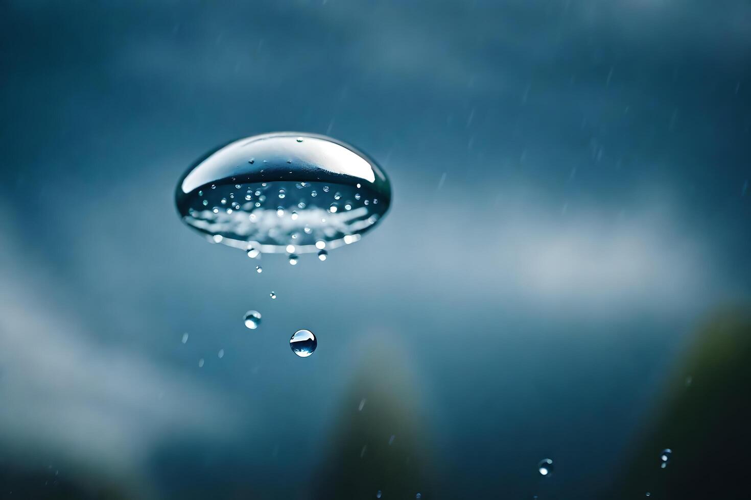 AI generated a drop of water is falling from the sky photo