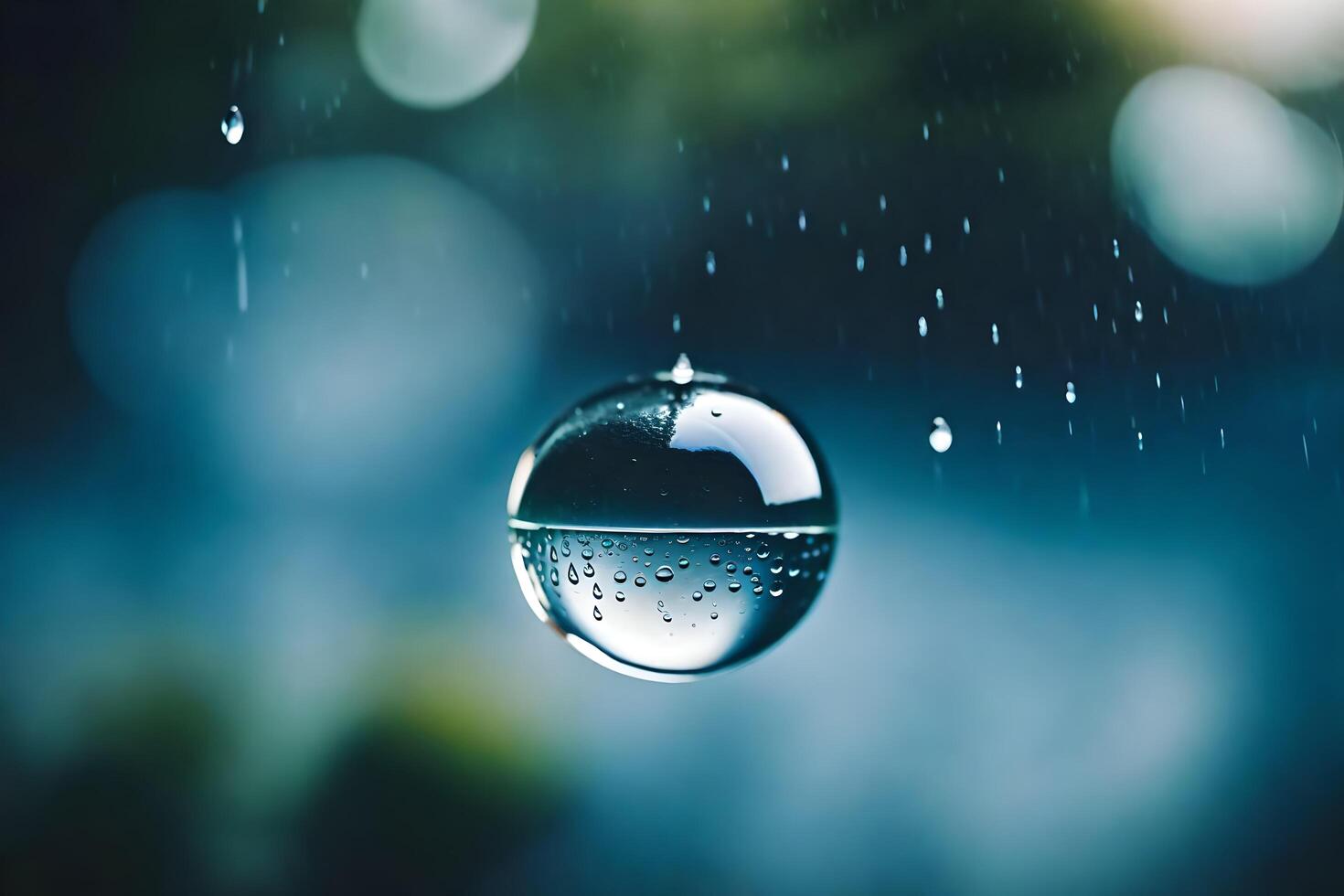 AI generated a drop of water is hanging from a raindrop photo