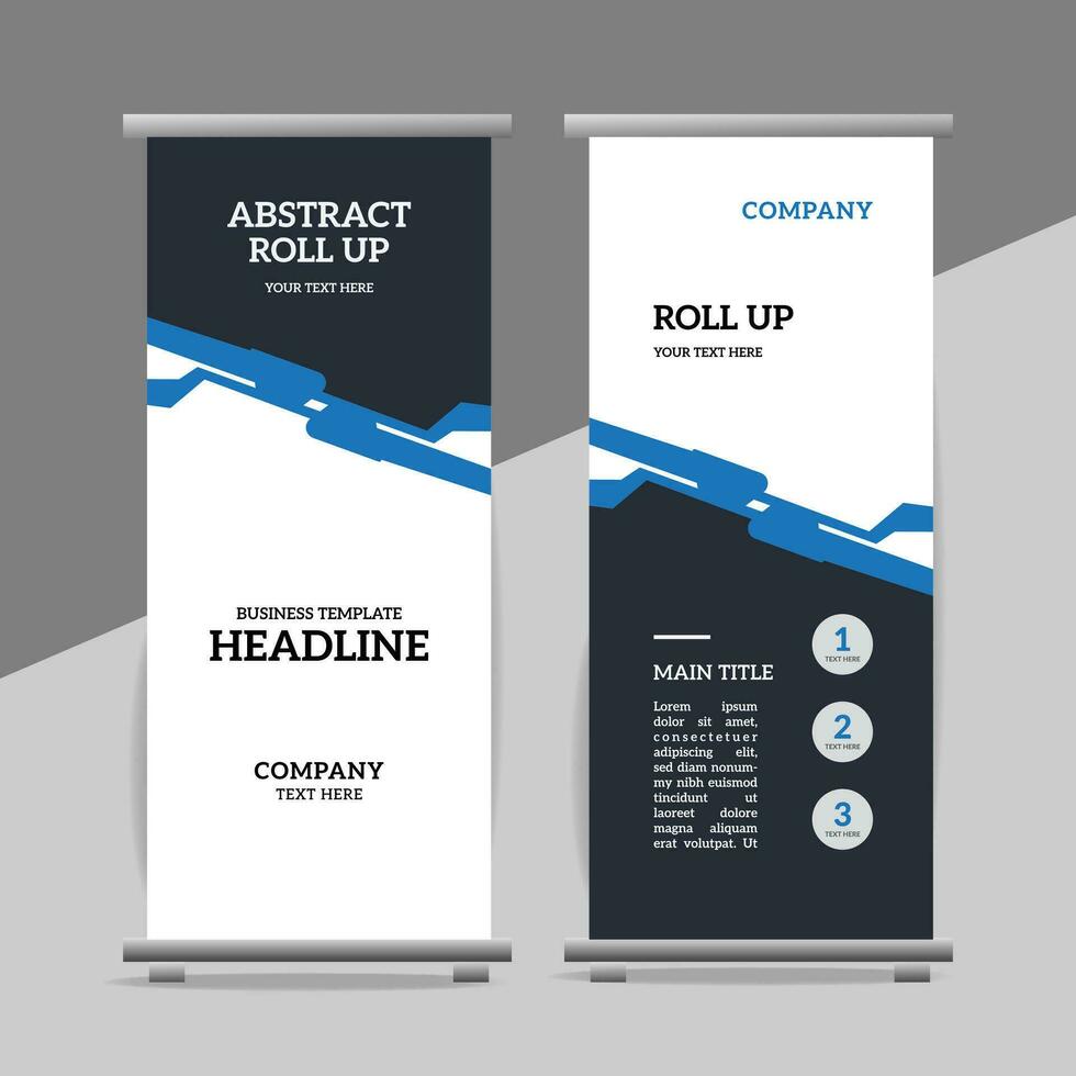 modern roll up banner template with abstract design vector