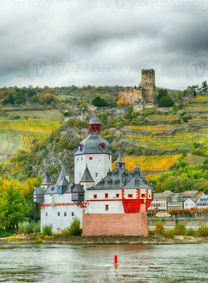Pfalzgrafenstein castle  on island  with Gutenfels Fortress photo