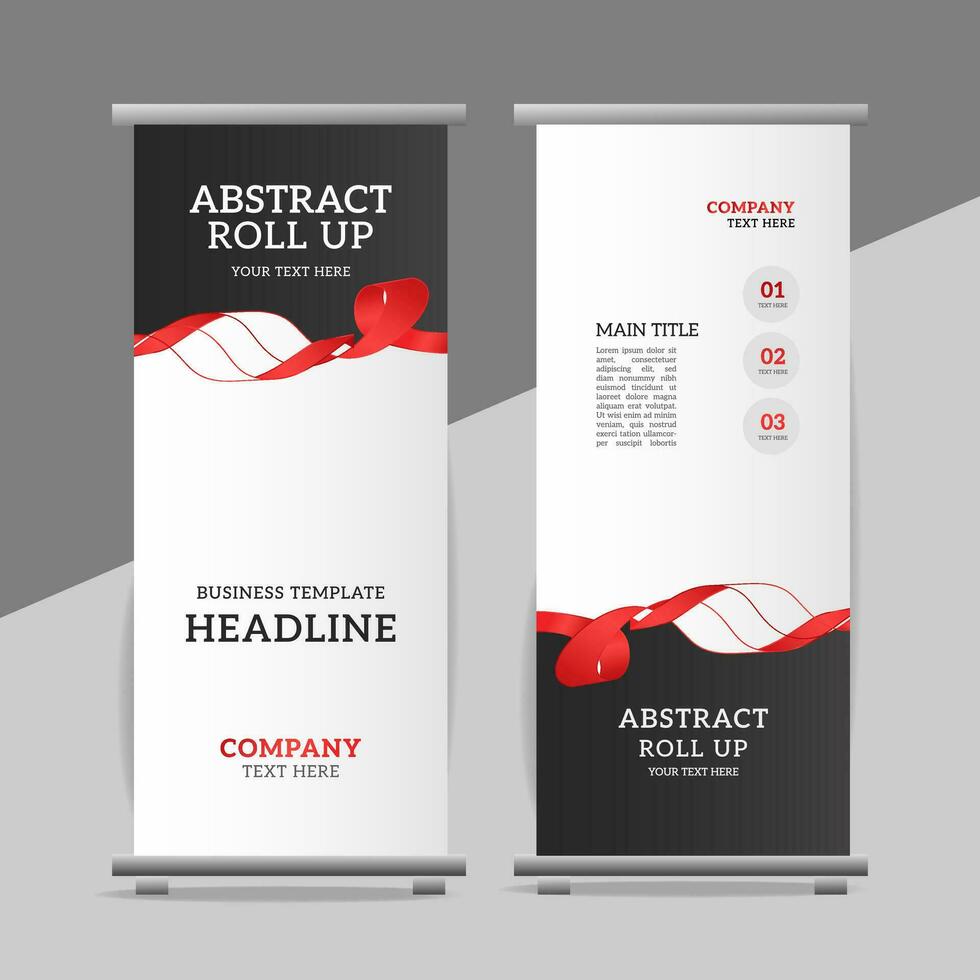 creative red ribbon roll up banner vector