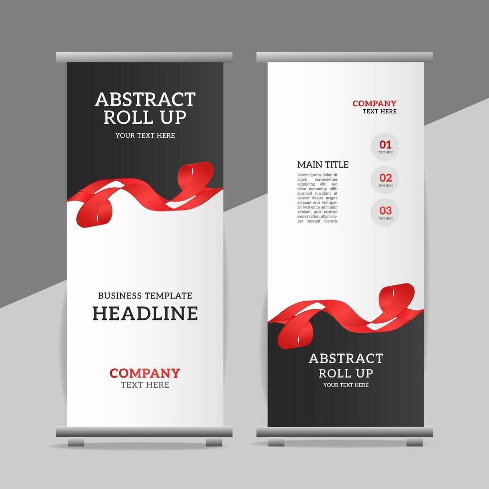 creative red ribbon roll up banner vector