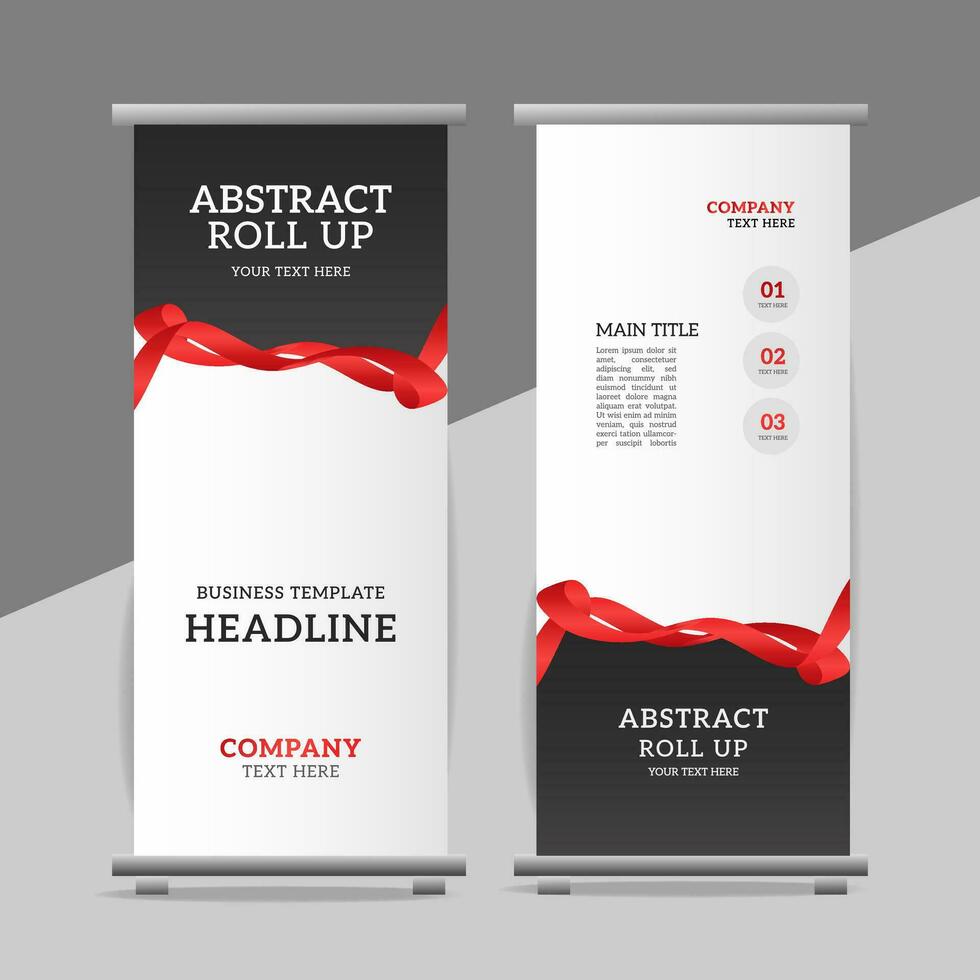creative red ribbon roll up banner vector