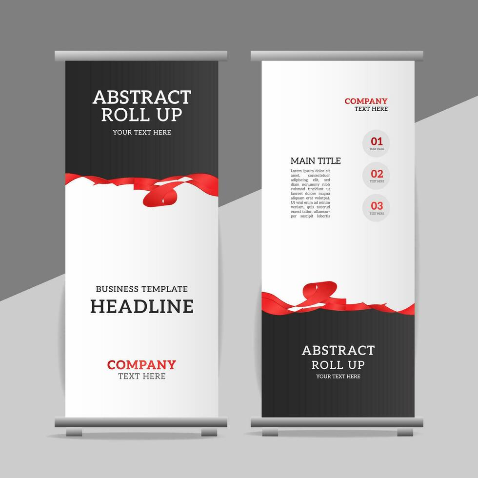 creative red ribbon roll up banner vector