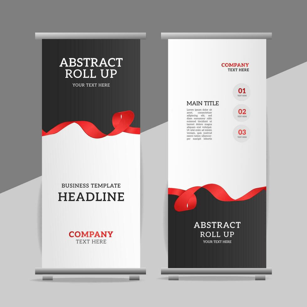 creative red ribbon roll up banner vector