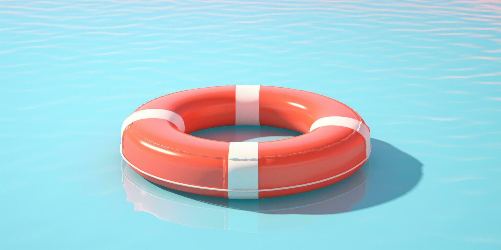 AI generated life preserver floating next to blue water pool photo