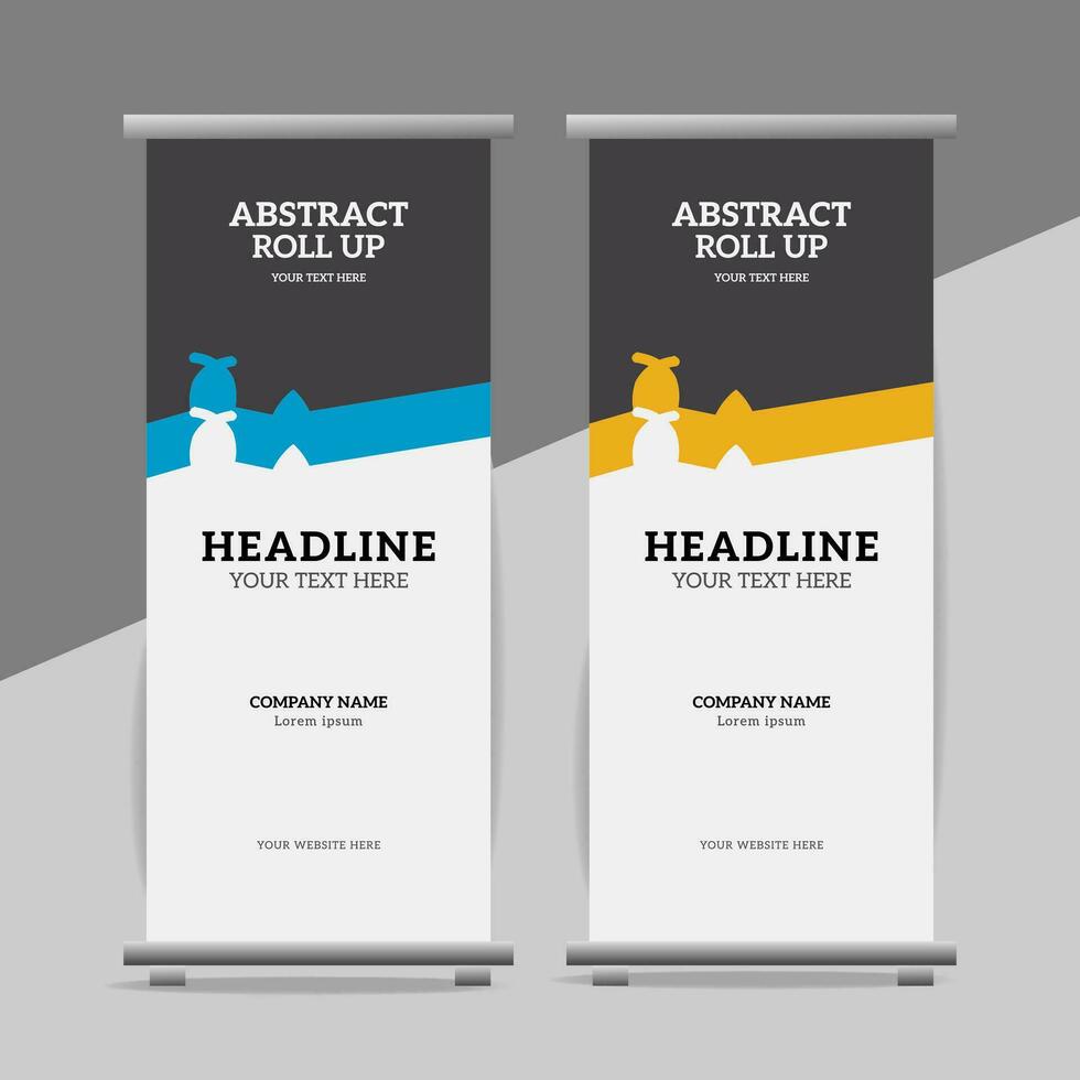 modern roll up banner template with abstract design vector