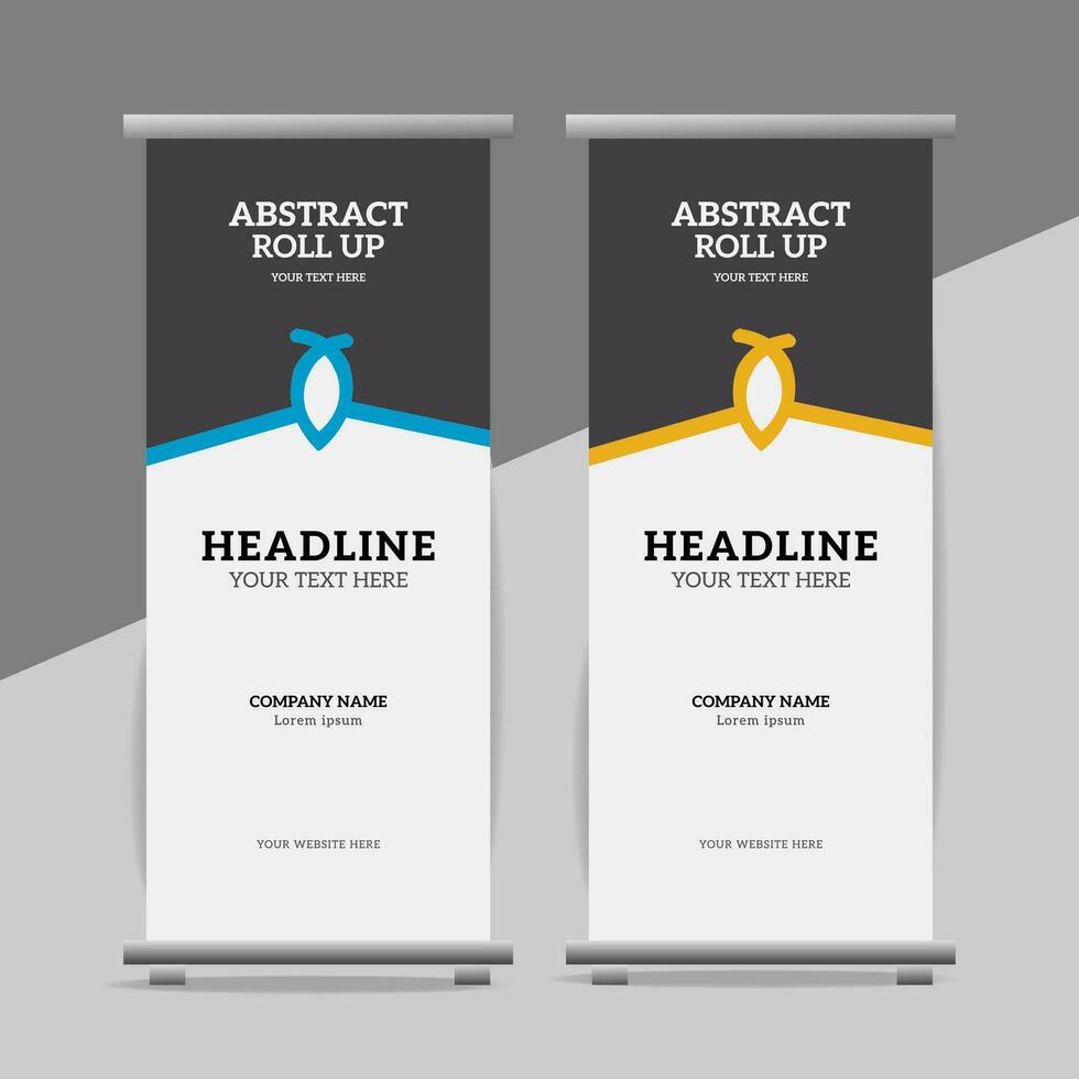 modern roll up banner template with abstract design vector