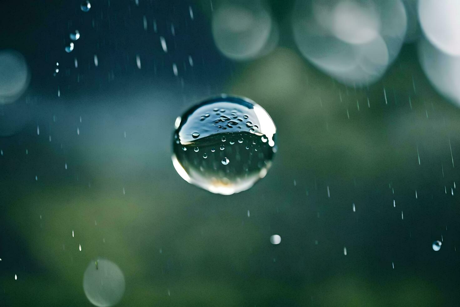 AI generated a drop of water is shown in the rain photo