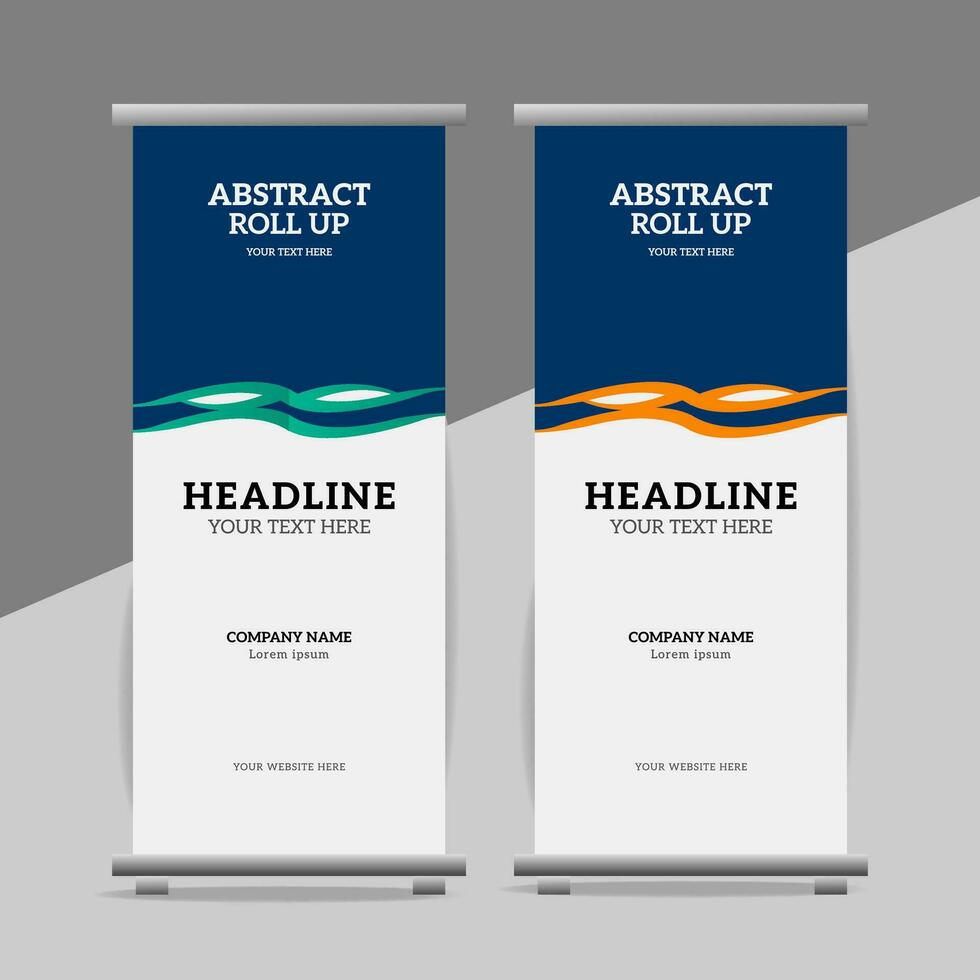 modern roll up banner template with abstract design vector