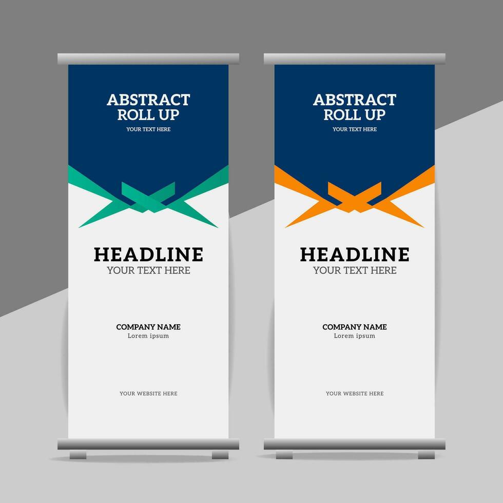 modern roll up banner template with abstract design vector