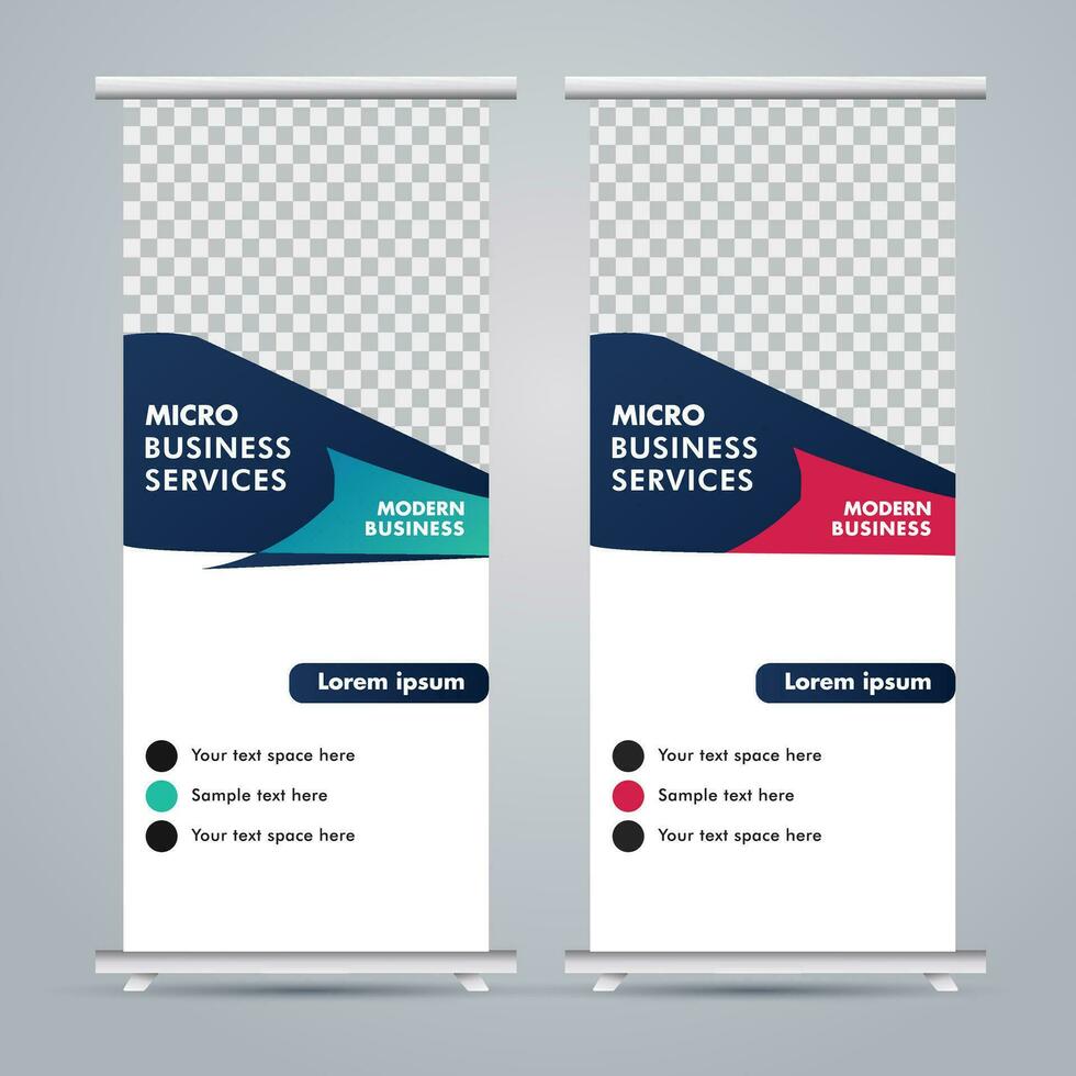 Modern roll up banner design template. flyer. pull up. presentation. brochure. poster. advertisement. print media vector