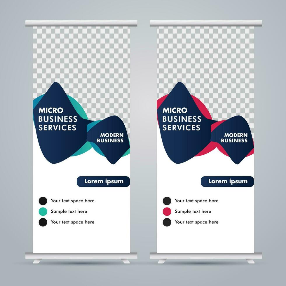 Modern roll up banner design template. flyer. pull up. presentation. brochure. poster. advertisement. print media vector