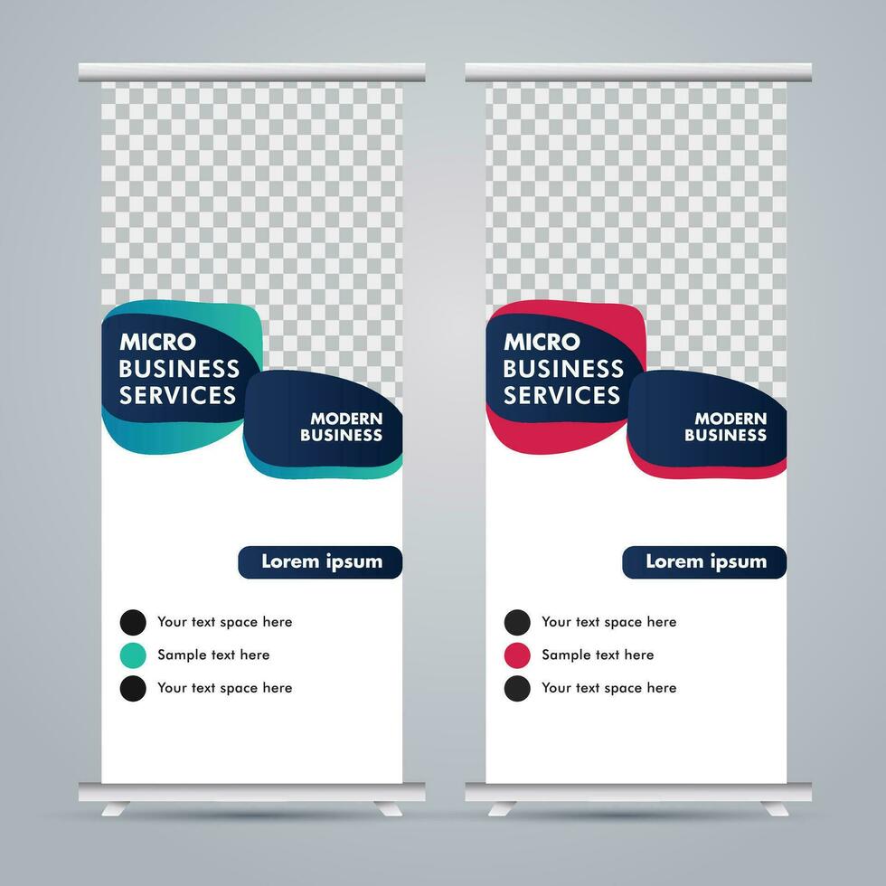 Modern roll up banner design template. flyer. pull up. presentation. brochure. poster. advertisement. print media vector