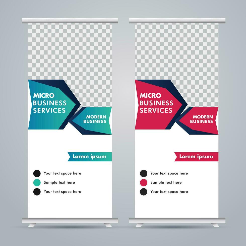 Modern roll up banner design template. flyer. pull up. presentation. brochure. poster. advertisement. print media vector