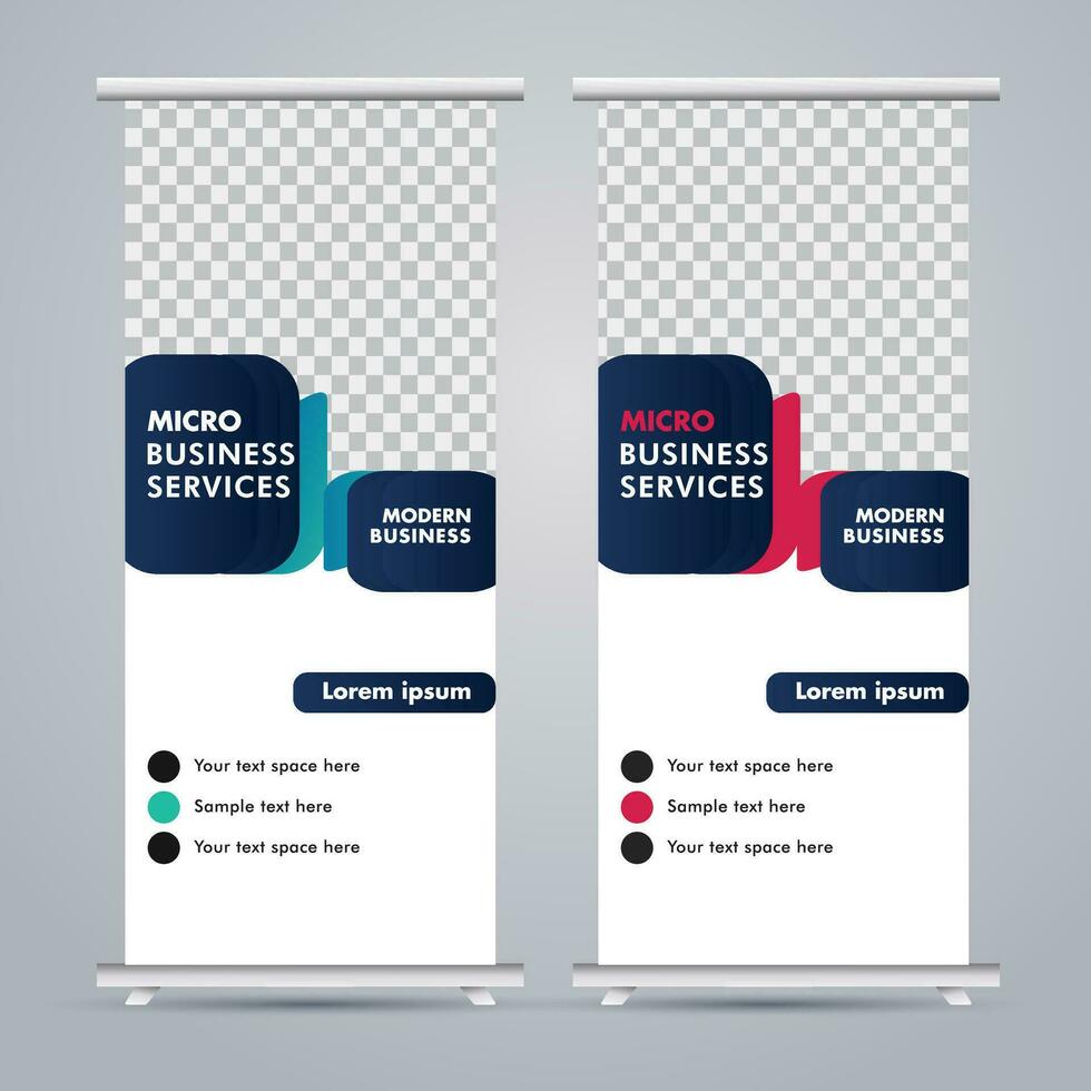 Modern roll up banner design template. flyer. pull up. presentation. brochure. poster. advertisement. print media vector
