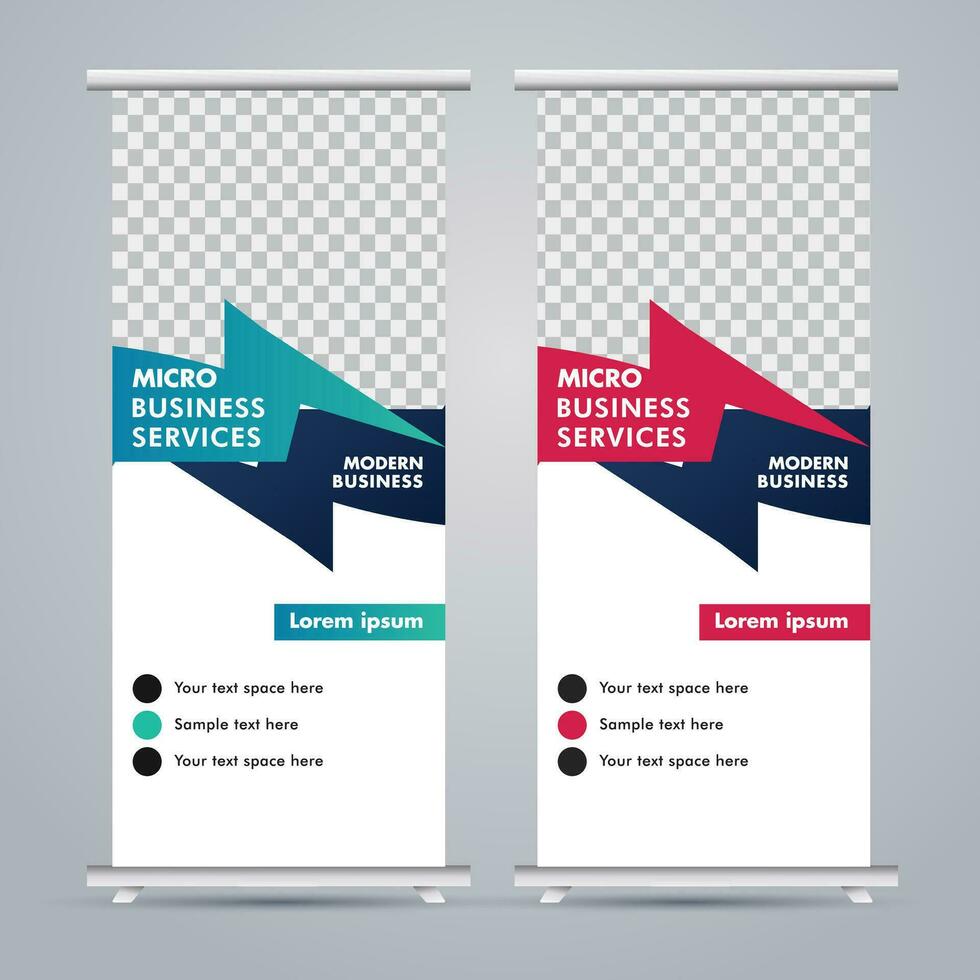 Modern roll up banner design template. flyer. pull up. presentation. brochure. poster. advertisement. print media vector
