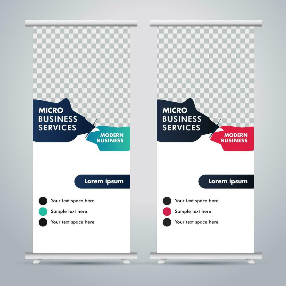 Modern roll up banner design template. flyer. pull up. presentation. brochure. poster. advertisement. print media vector