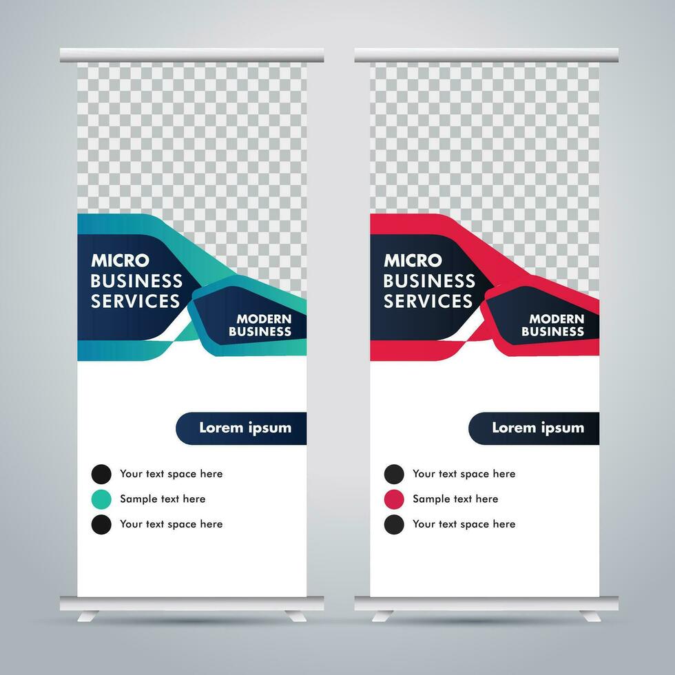 Modern roll up banner design template. flyer. pull up. presentation. brochure. poster. advertisement. print media vector