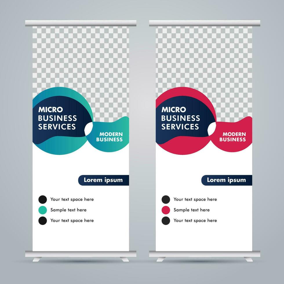 Modern roll up banner design template. flyer. pull up. presentation. brochure. poster. advertisement. print media vector