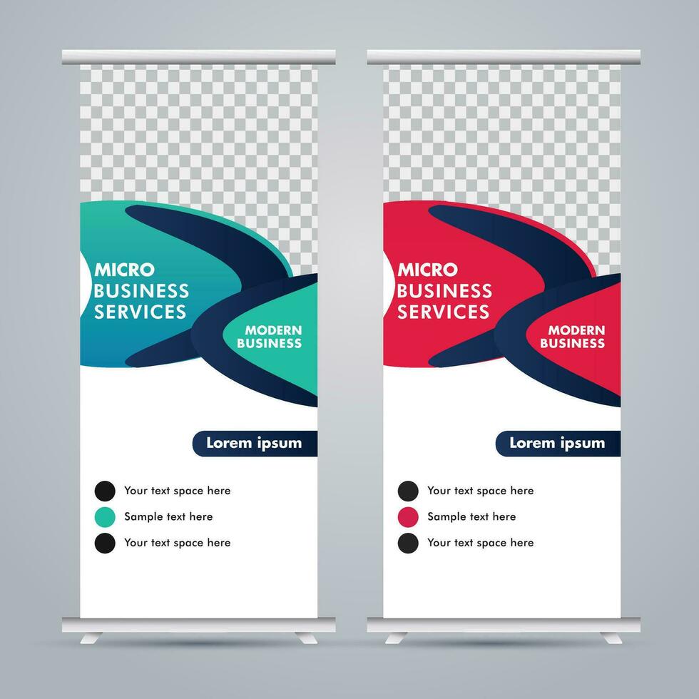 Modern roll up banner design template. flyer. pull up. presentation. brochure. poster. advertisement. print media vector