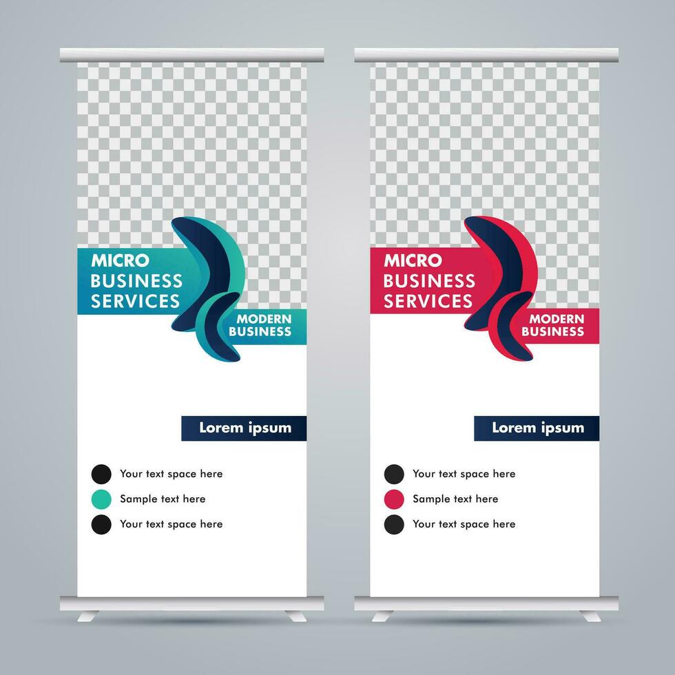 Modern roll up banner design template. flyer. pull up. presentation. brochure. poster. advertisement. print media vector