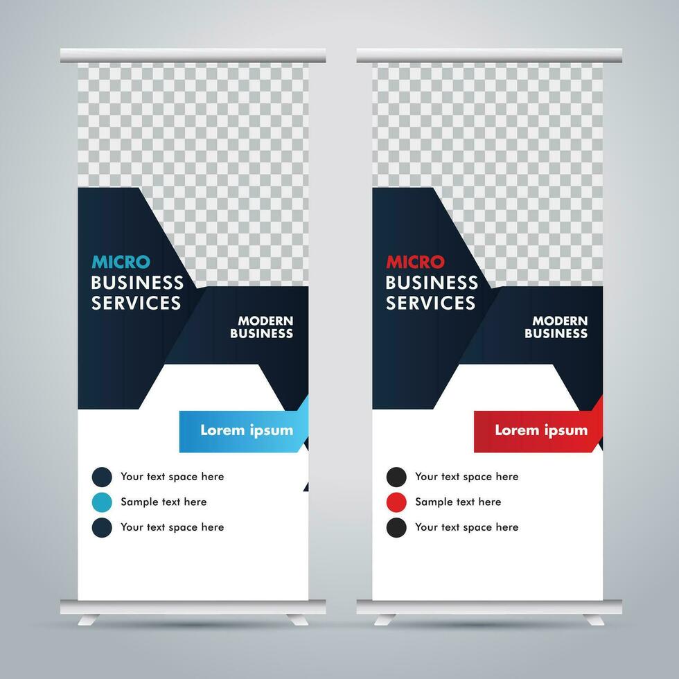 Modern roll up banner design template. flyer. pull up. presentation. brochure. poster. advertisement. print media vector