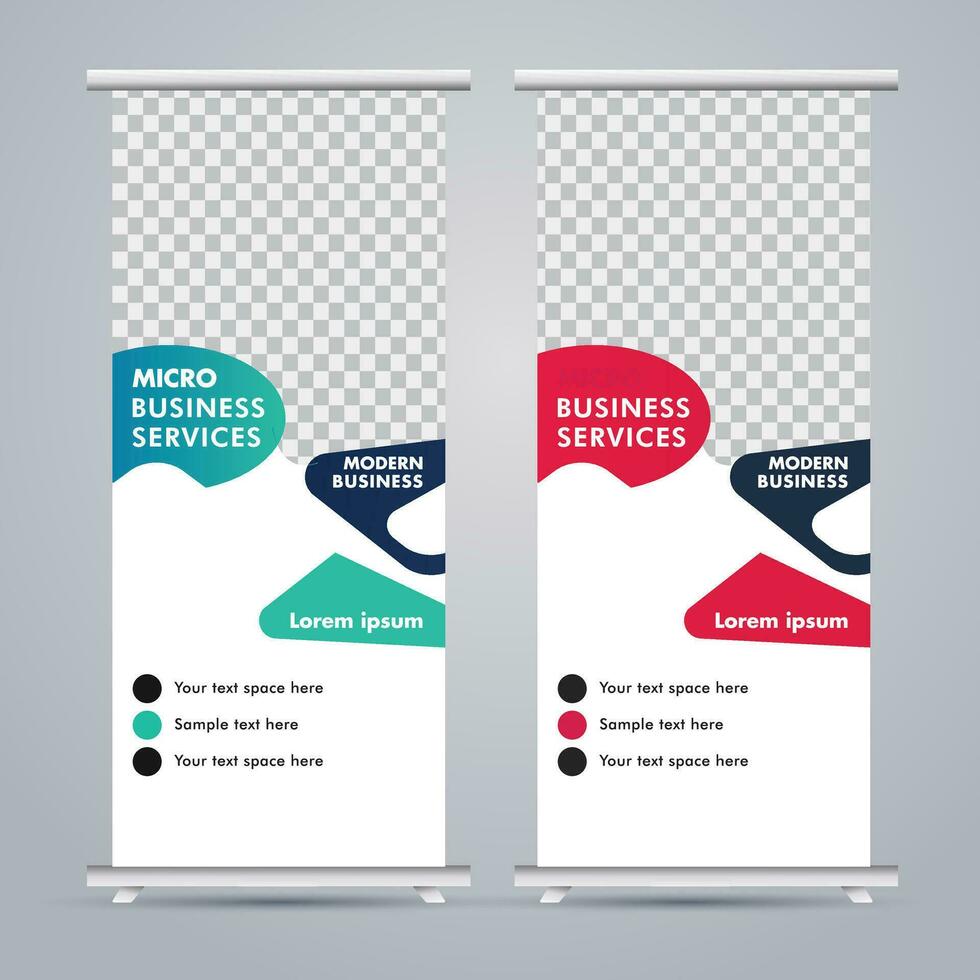 Modern roll up banner design template. flyer. pull up. presentation. brochure. poster. advertisement. print media vector