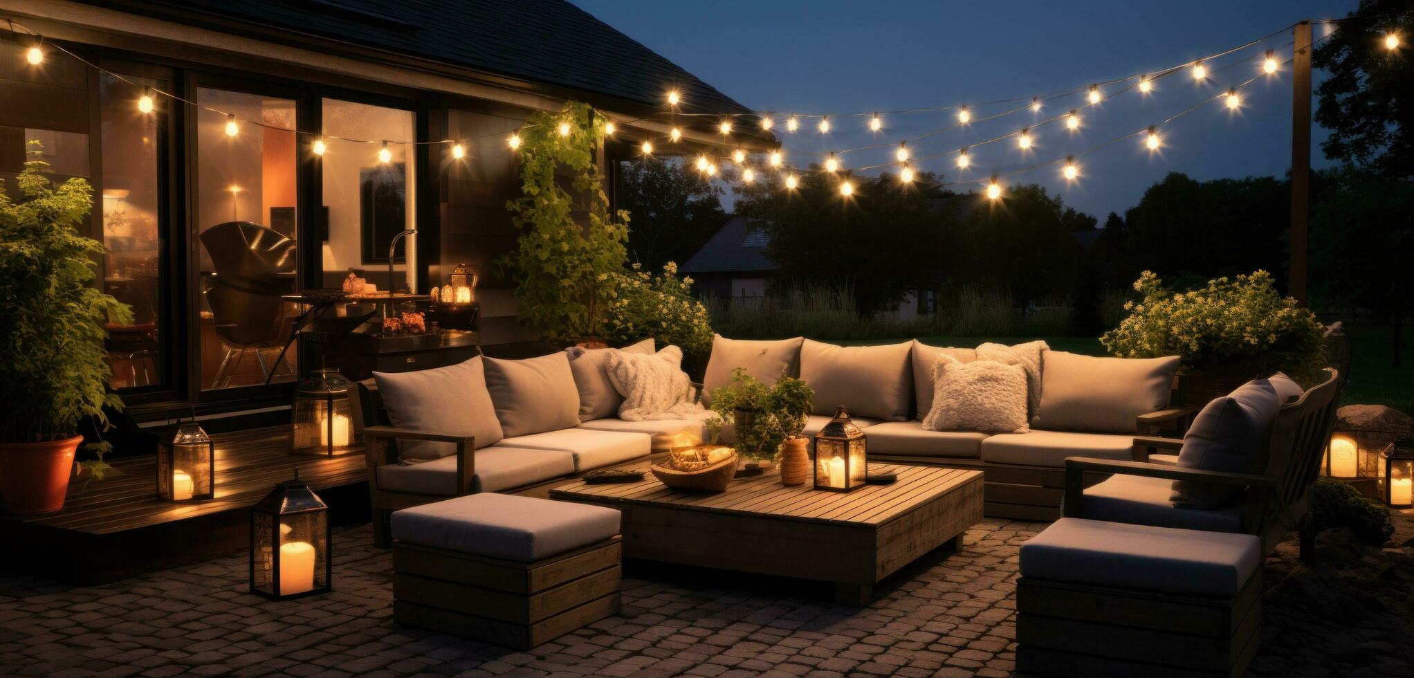 AI generated outdoor patio lighting ideas slide image photo