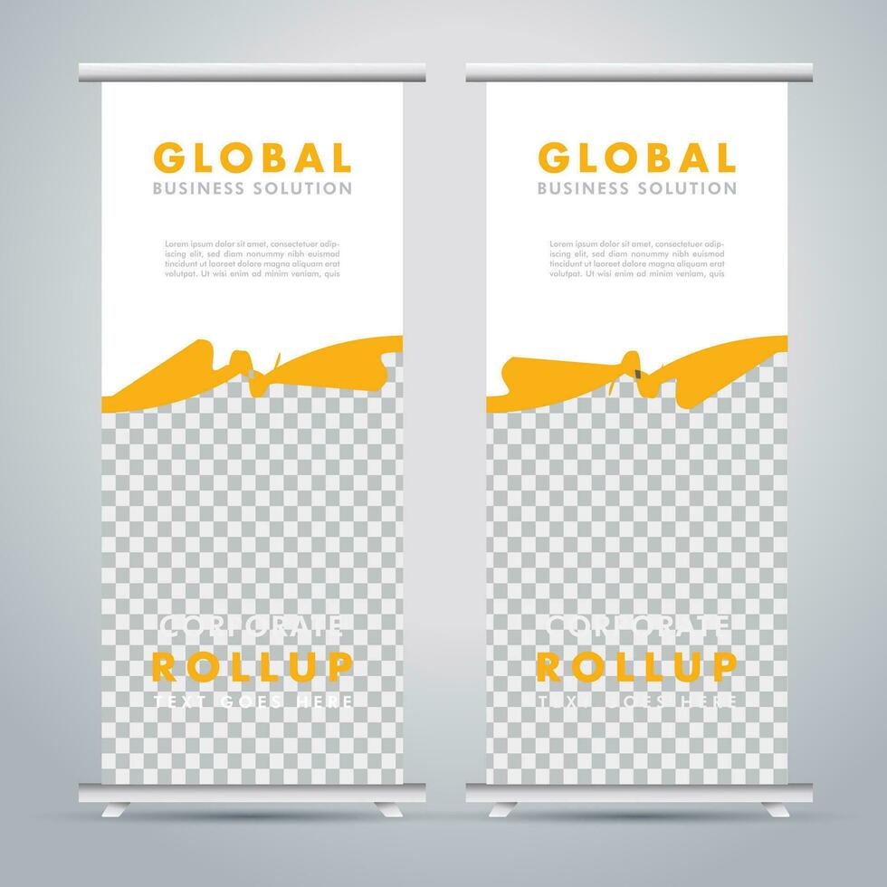 Modern roll up banner design template. flyer. pull up. presentation. brochure. poster. advertisement. print media vector