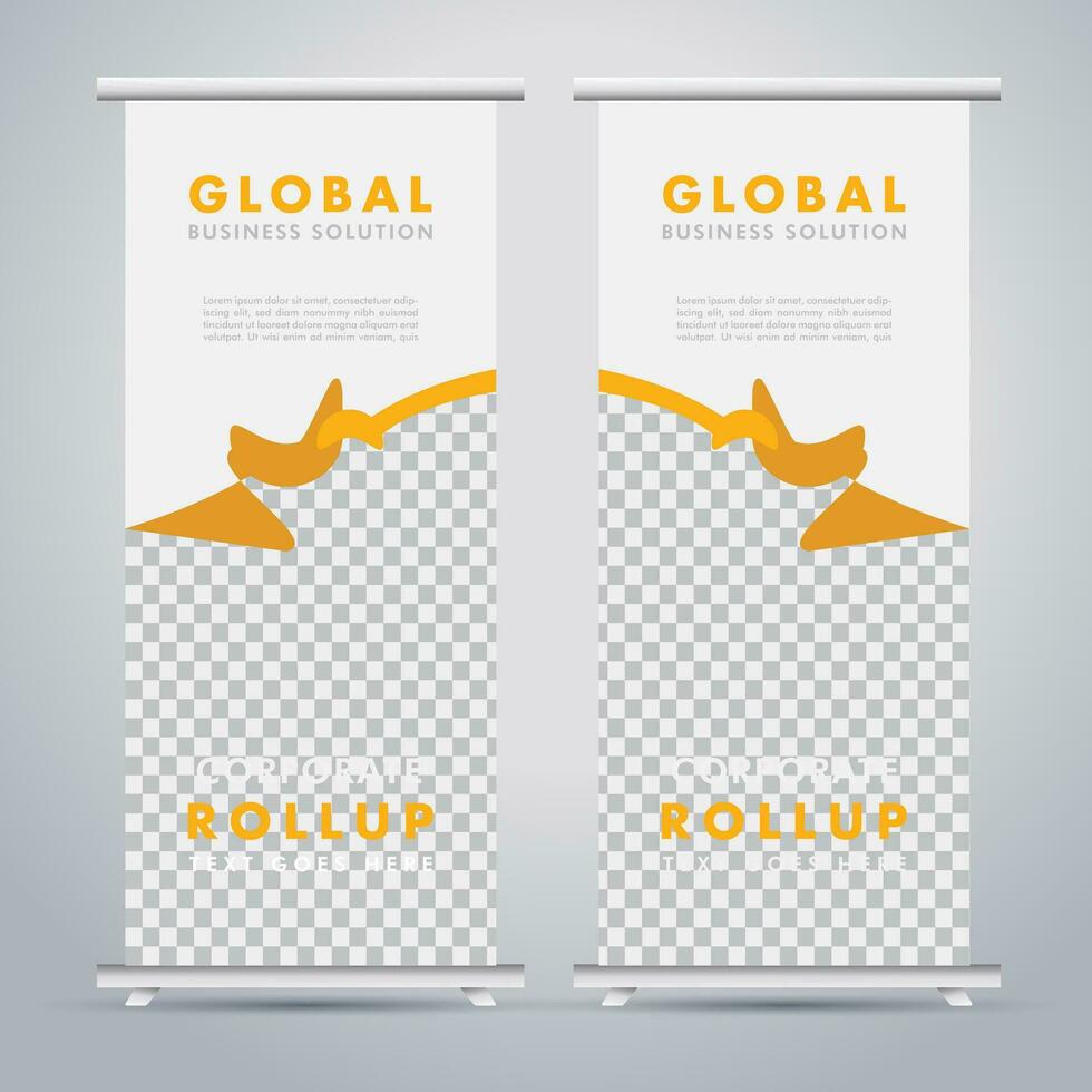 Modern roll up banner design template. flyer. pull up. presentation. brochure. poster. advertisement. print media vector