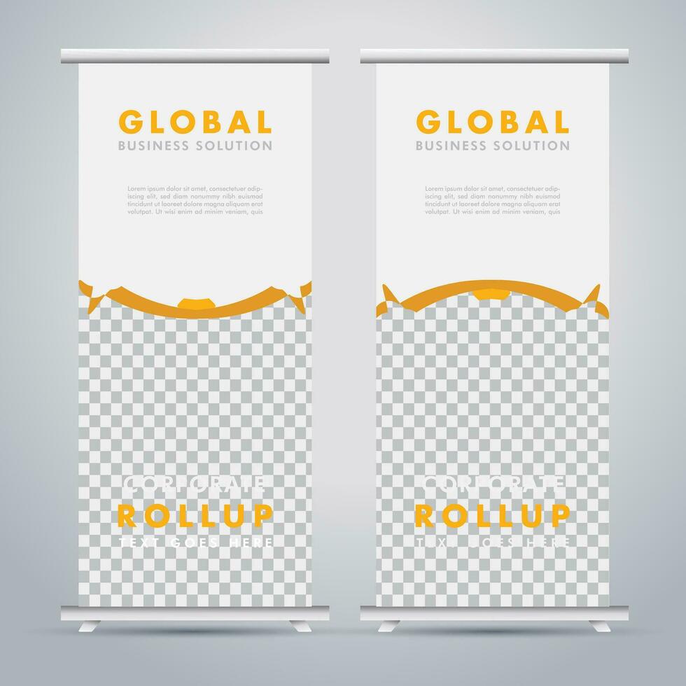 Modern roll up banner design template. flyer. pull up. presentation. brochure. poster. advertisement. print media vector