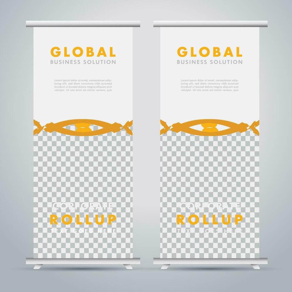Modern roll up banner design template. flyer. pull up. presentation. brochure. poster. advertisement. print media vector