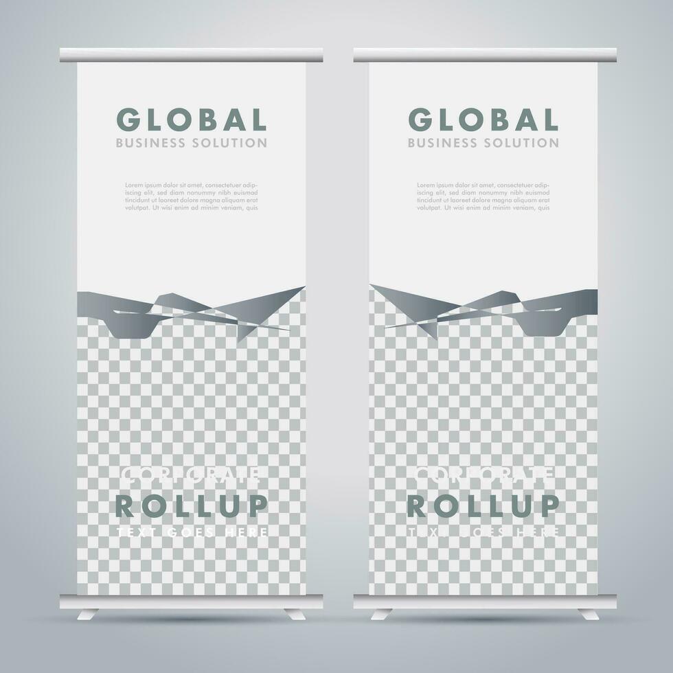 Modern roll up banner design template. flyer. pull up. presentation. brochure. poster. advertisement. print media vector