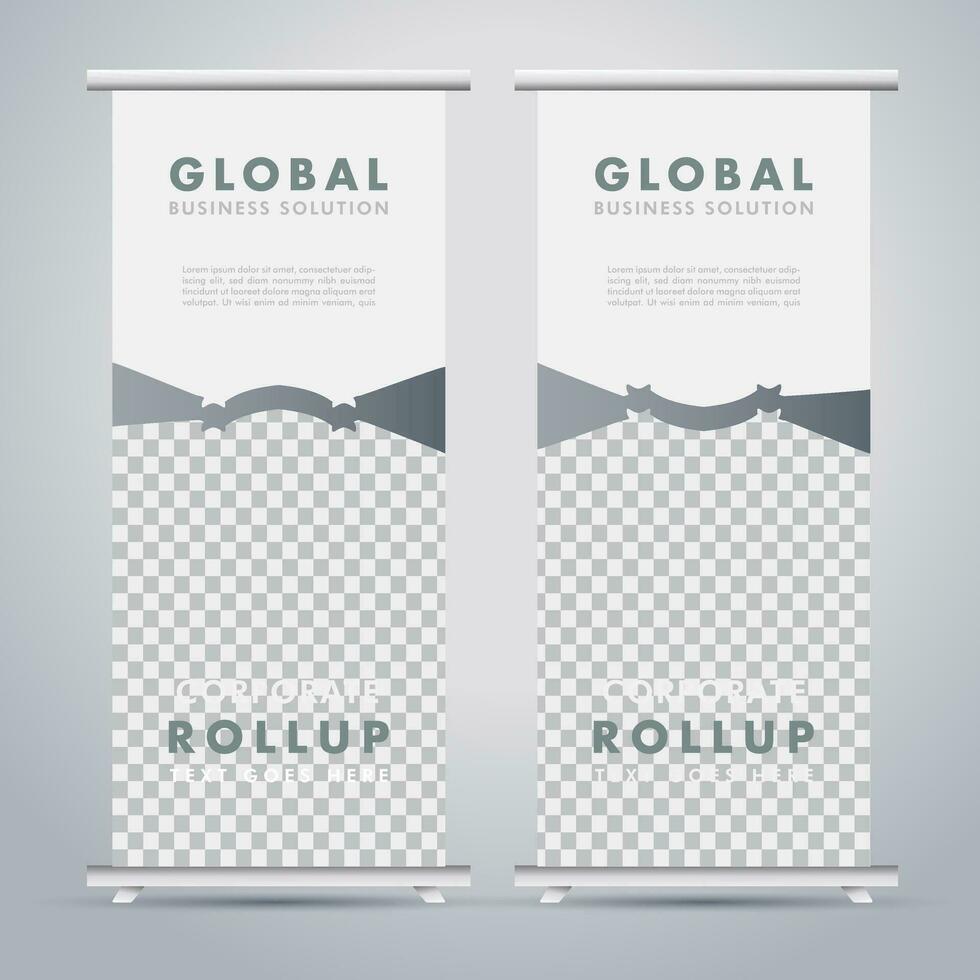 Modern roll up banner design template. flyer. pull up. presentation. brochure. poster. advertisement. print media vector