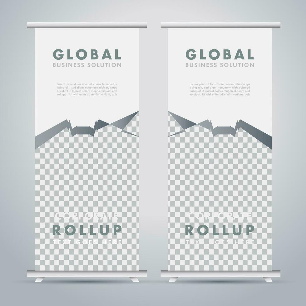 Modern roll up banner design template. flyer. pull up. presentation. brochure. poster. advertisement. print media vector