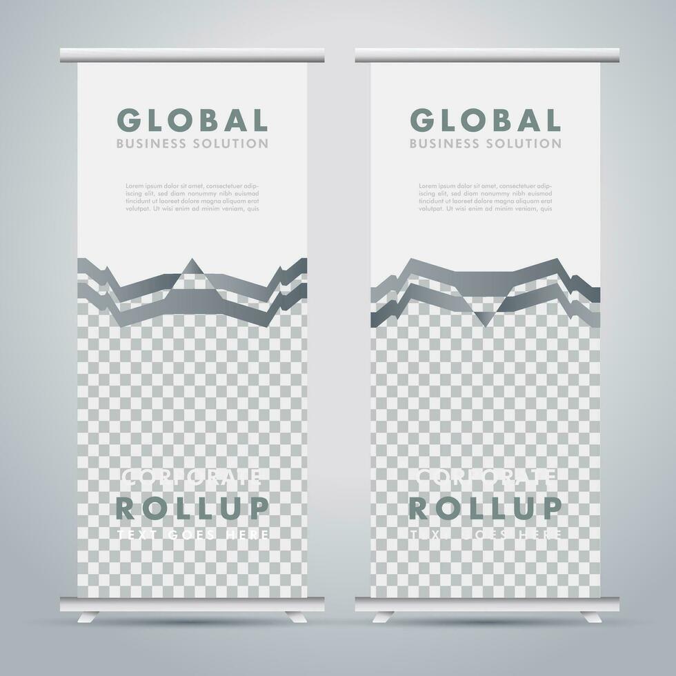 Modern roll up banner design template. flyer. pull up. presentation. brochure. poster. advertisement. print media vector