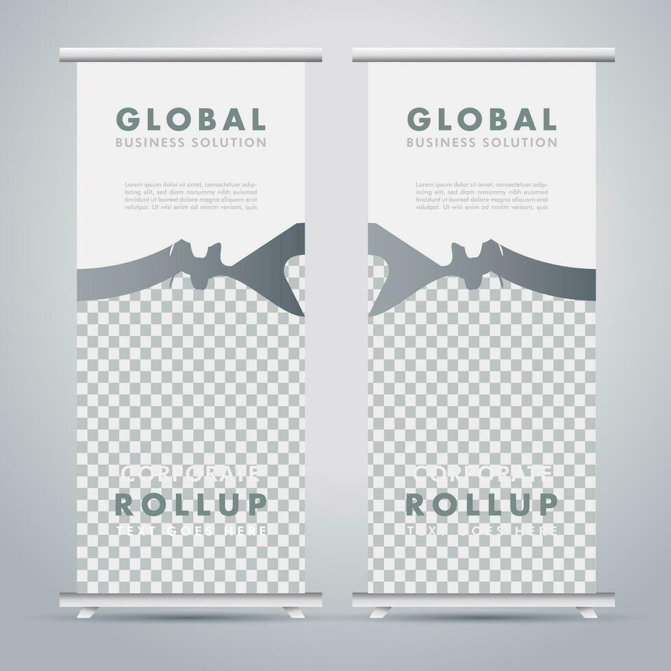 Modern roll up banner design template. flyer. pull up. presentation. brochure. poster. advertisement. print media vector