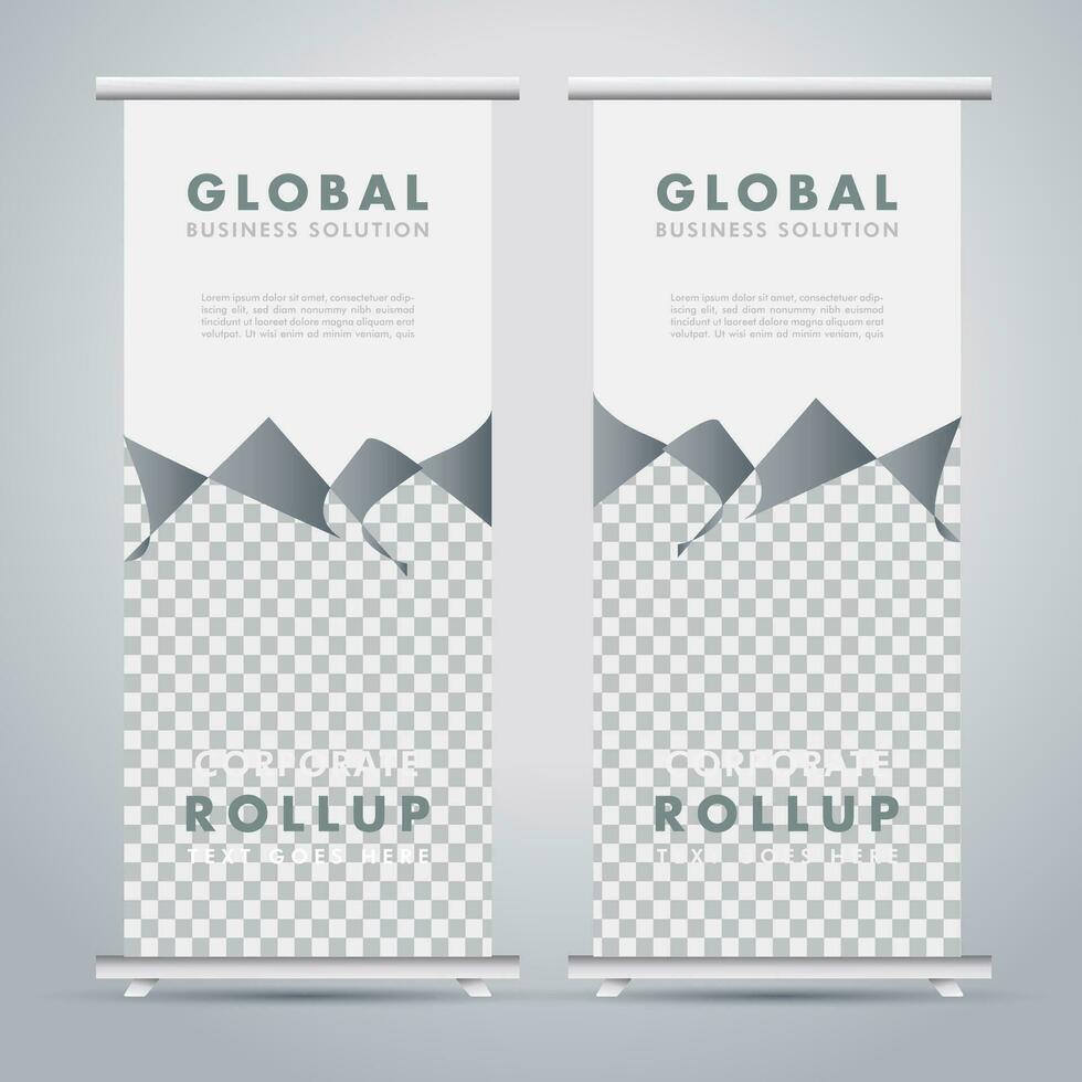 Modern roll up banner design template. flyer. pull up. presentation. brochure. poster. advertisement. print media vector