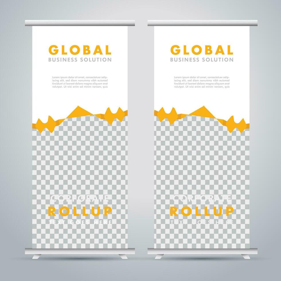 Modern roll up banner design template. flyer. pull up. presentation. brochure. poster. advertisement. print media vector