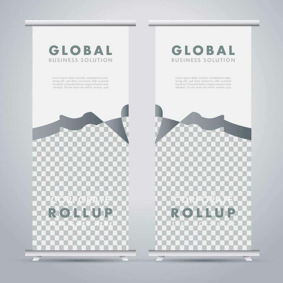 Modern roll up banner design template. flyer. pull up. presentation. brochure. poster. advertisement. print media vector