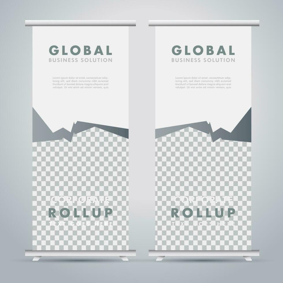 Modern roll up banner design template. flyer. pull up. presentation. brochure. poster. advertisement. print media vector