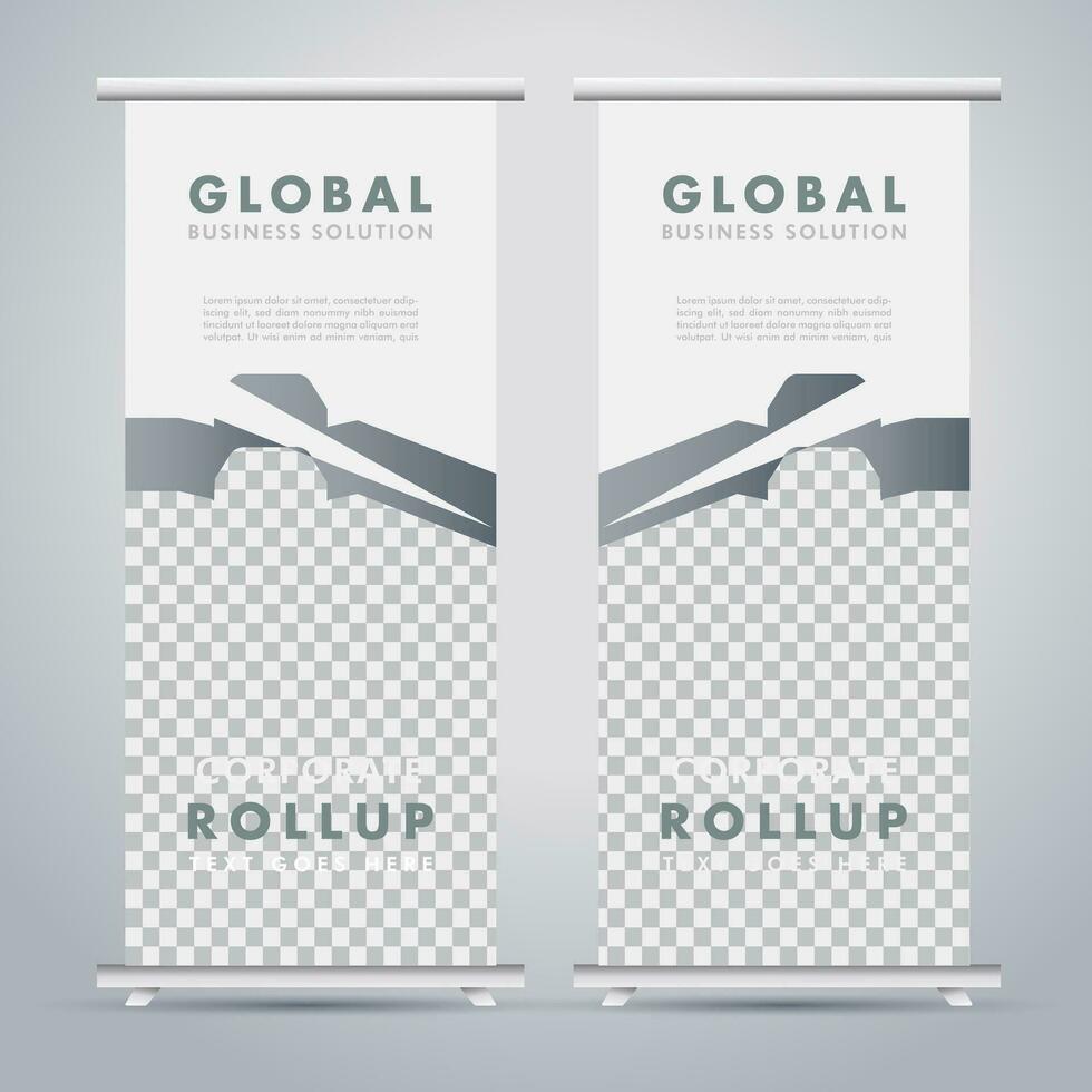 Modern roll up banner design template. flyer. pull up. presentation. brochure. poster. advertisement. print media vector