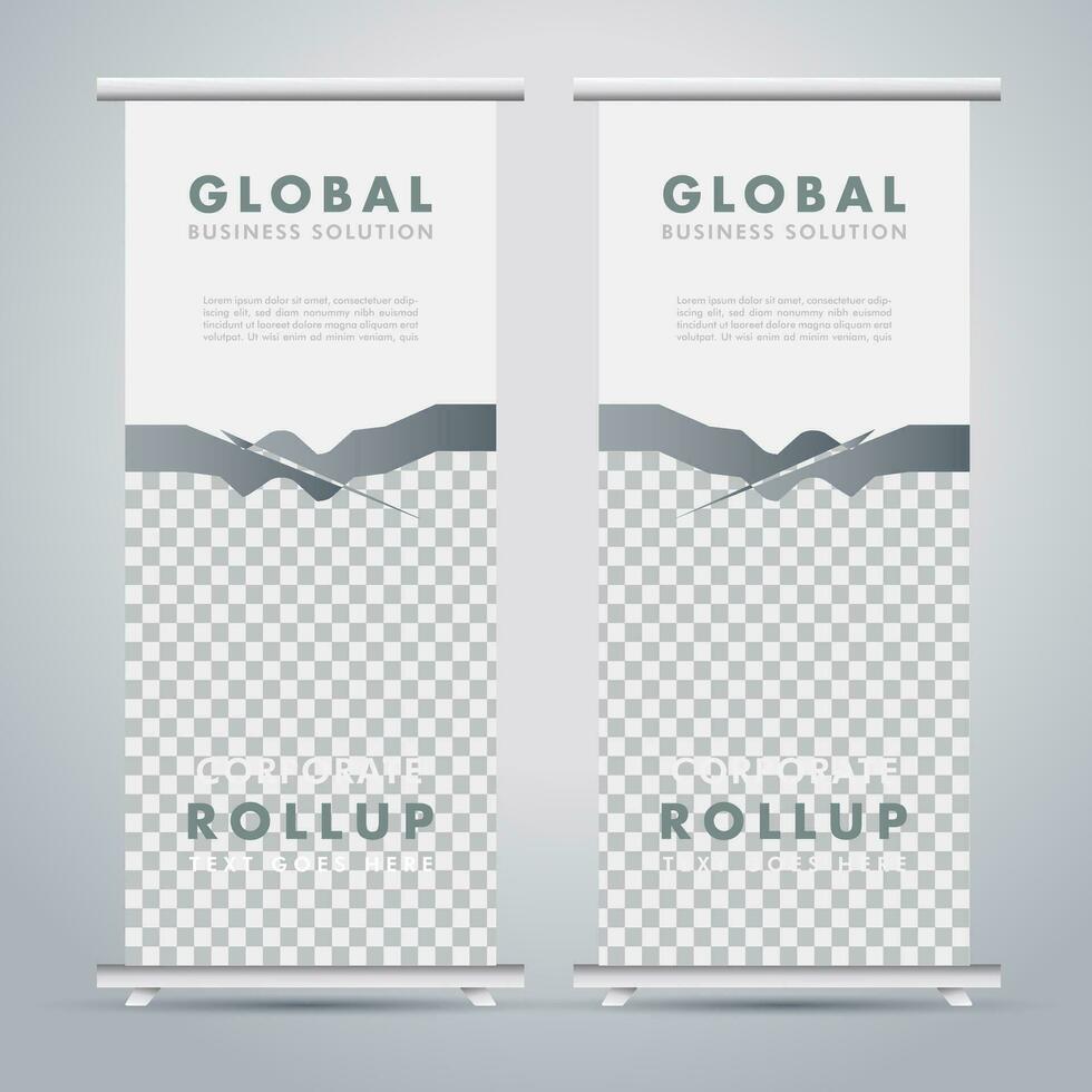 Modern roll up banner design template. flyer. pull up. presentation. brochure. poster. advertisement. print media vector